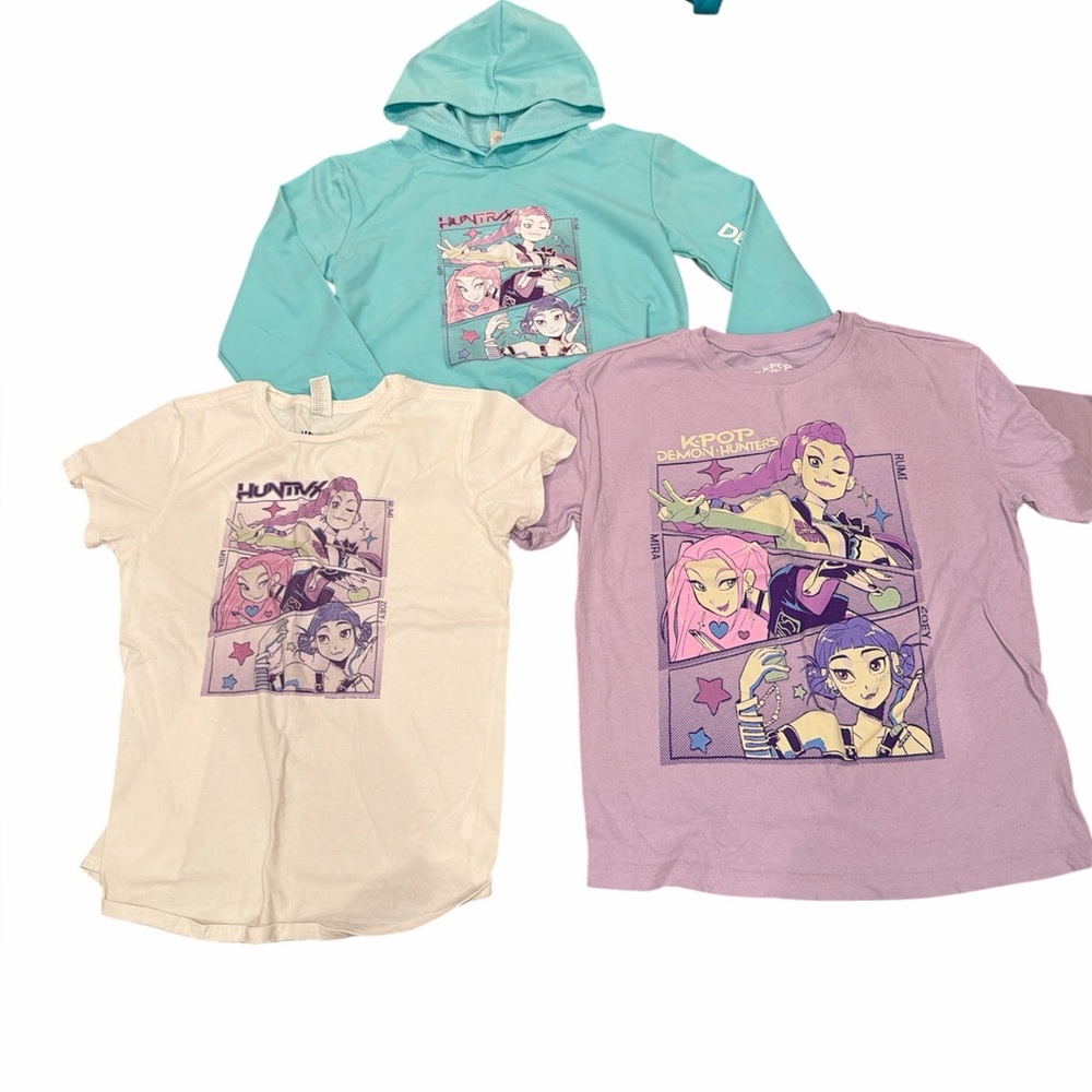 Girls KPop Demon Hunters Bundle T-Shirts and Hoodie Set - Size Large